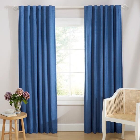 NEW Lauren Ralph Lauren Tyler 100% Blackout Curtain Panel Slate Blue 50in x 84in - Picture 1 of 7